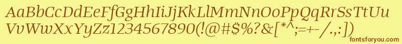 TangerserifwideBookitalic Font – Brown Fonts on Yellow Background