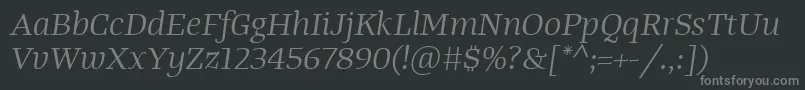 Шрифт TangerserifwideBookitalic – серые шрифты на чёрном фоне