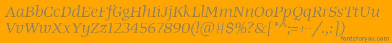 TangerserifwideBookitalic-Schriftart – Graue Schriften auf orangefarbenem Hintergrund