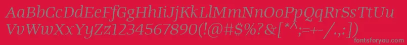 Шрифт TangerserifwideBookitalic – серые шрифты на красном фоне