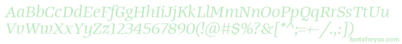 フォントTangerserifwideBookitalic – 白い背景に緑のフォント