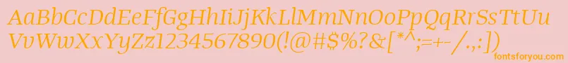 Шрифт TangerserifwideBookitalic – оранжевые шрифты на розовом фоне