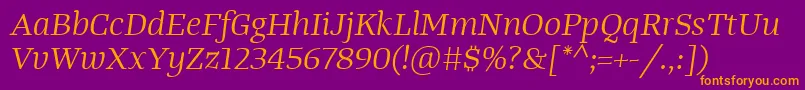 TangerserifwideBookitalic Font – Orange Fonts on Purple Background