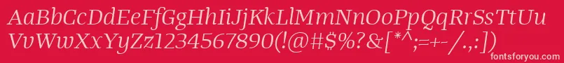 Czcionka TangerserifwideBookitalic – różowe czcionki na czerwonym tle