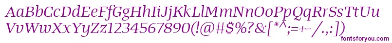 fuente TangerserifwideBookitalic – Fuentes Moradas Sobre Fondo Blanco