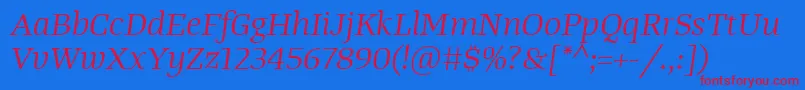 Police TangerserifwideBookitalic – polices rouges sur fond bleu