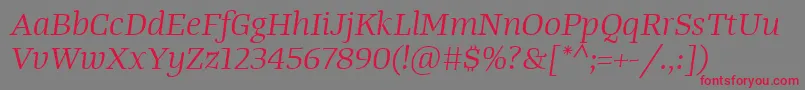 フォントTangerserifwideBookitalic – 赤い文字の灰色の背景