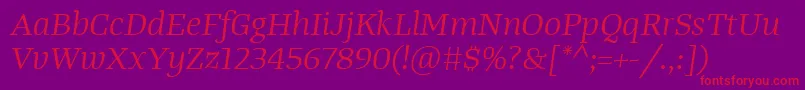 Шрифт TangerserifwideBookitalic – красные шрифты на фиолетовом фоне