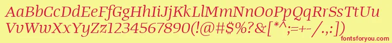 TangerserifwideBookitalic Font – Red Fonts on Yellow Background