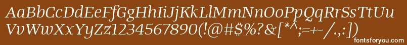 Шрифт TangerserifwideBookitalic – белые шрифты на коричневом фоне