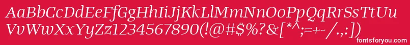 TangerserifwideBookitalic Font – White Fonts on Red Background