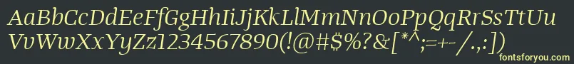 TangerserifwideBookitalic Font – Yellow Fonts on Black Background