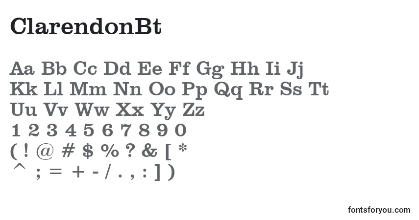 A fonte ClarendonBt – alfabeto, números, caracteres especiais