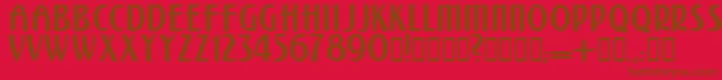 Więcej informacji o czcionce Kalenderblatt Czcionka Kalenderblatt – brązowe czcionki na czerwonym tle