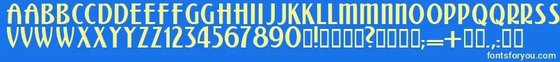 フォントKalenderblatt – 黄色の文字、青い背景