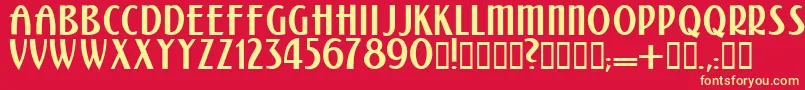 Kalenderblatt-Schriftart – Gelbe Schriften auf rotem Hintergrund
