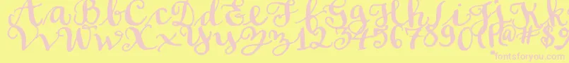 SoftScript Font – Pink Fonts on Yellow Background