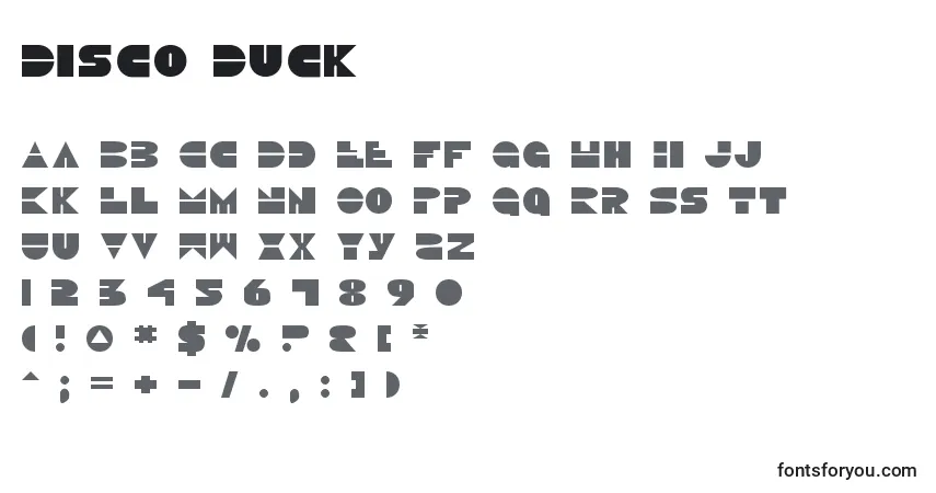 Шрифт Disco Duck – алфавит, цифры, специальные символы