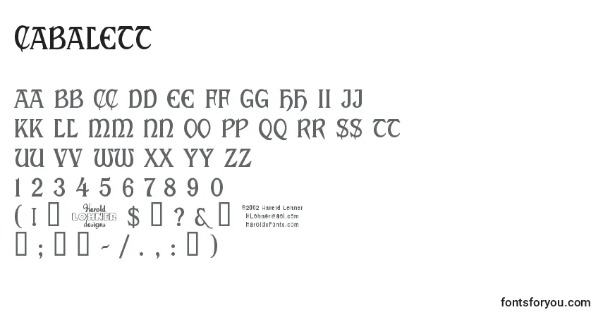 Schriftart Cabalett – Alphabet, Zahlen, spezielle Symbole