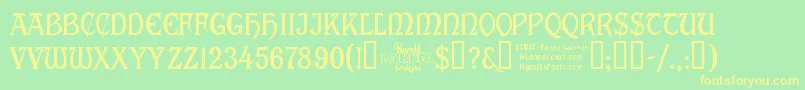 Cabalett Font – Yellow Fonts on Green Background