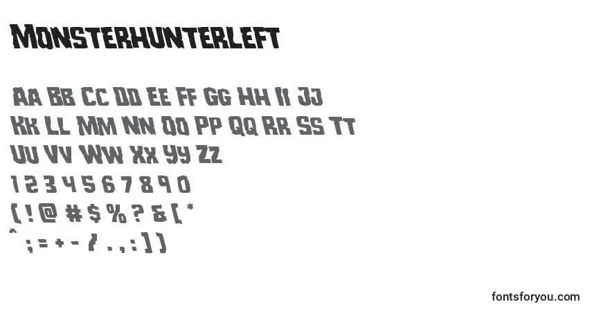 Schriftart Monsterhunterleft – Alphabet, Zahlen, spezielle Symbole