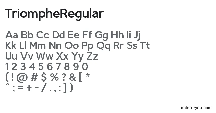 A fonte TriompheRegular – alfabeto, números, caracteres especiais