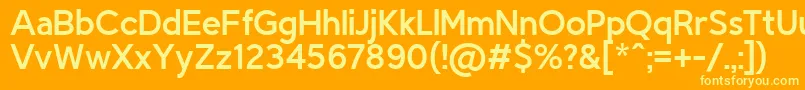 Saiba mais sobre a fonte TriompheRegular Fonte TriompheRegular – fontes amarelas em um fundo laranja