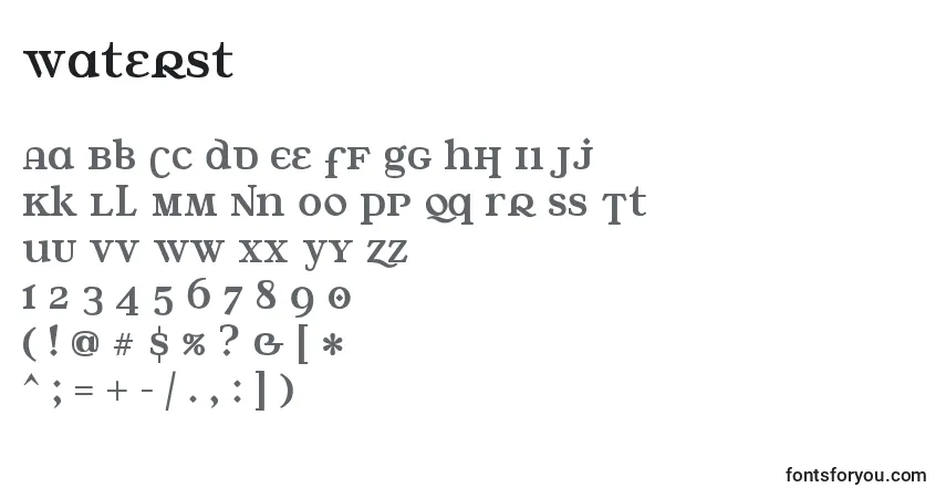Czcionka Waterst – alfabet, cyfry, specjalne znaki