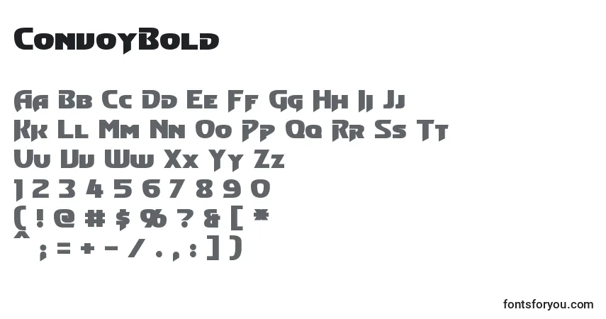 A fonte ConvoyBold – alfabeto, números, caracteres especiais