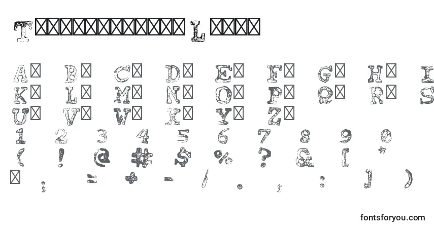 Czcionka TipocarimbadoLight – alfabet, cyfry, specjalne znaki