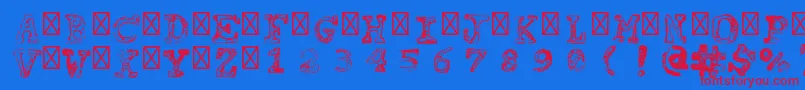 TipocarimbadoLight Font – Red Fonts on Blue Background