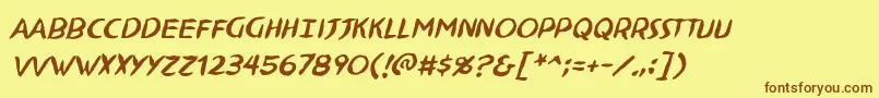 Fonte NinjutsuBbItalic – fontes marrons em um fundo amarelo