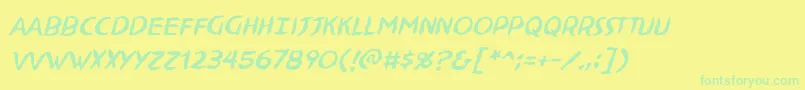 Fonte NinjutsuBbItalic – fontes verdes em um fundo amarelo
