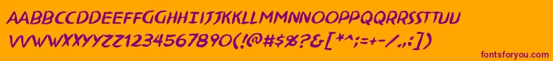 NinjutsuBbItalic Font – Purple Fonts on Orange Background