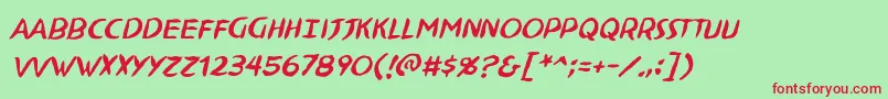 NinjutsuBbItalic Font – Red Fonts on Green Background