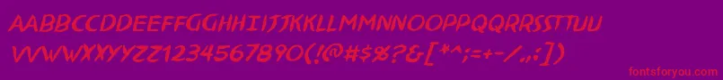 NinjutsuBbItalic Font – Red Fonts on Purple Background