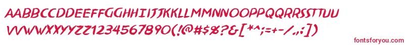 NinjutsuBbItalic-Schriftart – Rote Schriften auf weißem Hintergrund