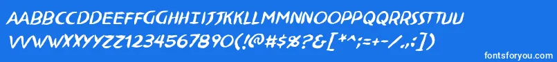 NinjutsuBbItalic Font – White Fonts on Blue Background