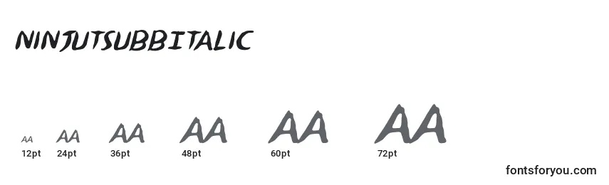 Размеры шрифта NinjutsuBbItalic