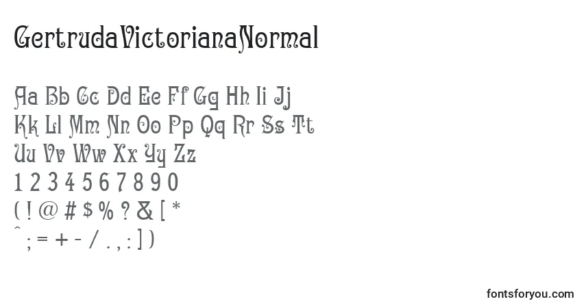 Czcionka GertrudaVictorianaNormal – alfabet, cyfry, specjalne znaki