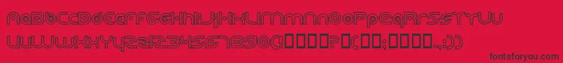 PlanetaryOrbiterOutlineBold-Schriftart – Schwarze Schriften auf rotem Hintergrund