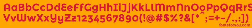 Czcionka MontserratalternatesBold – czerwone czcionki na pomarańczowym tle