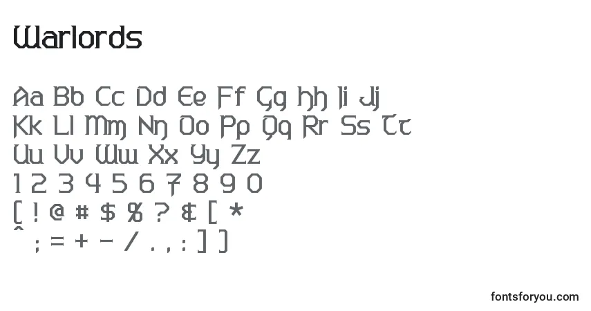 Czcionka Warlords – alfabet, cyfry, specjalne znaki