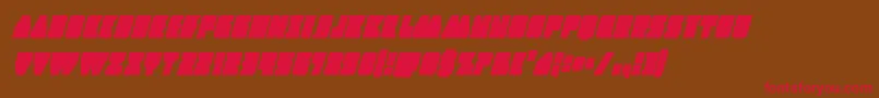 フォントContourofdutycondital – 赤い文字が茶色の背景にあります。