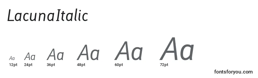 Размеры шрифта LacunaItalic
