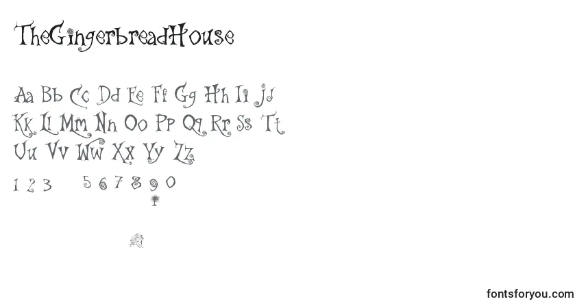 Schriftart TheGingerbreadHouse – Alphabet, Zahlen, spezielle Symbole