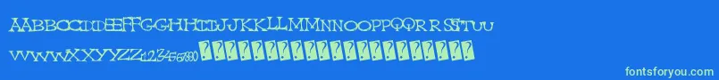 Capscratched Font – Green Fonts on Blue Background