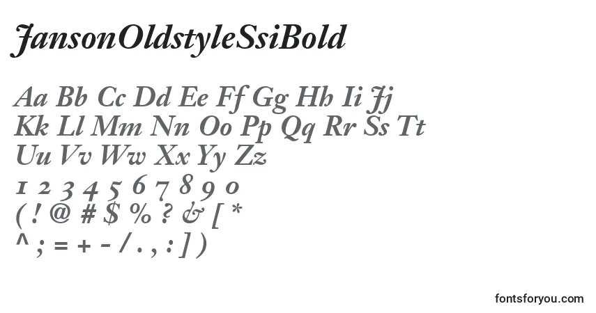 Czcionka JansonOldstyleSsiBold – alfabet, cyfry, specjalne znaki