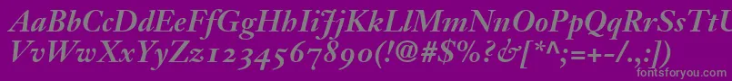 Czcionka JansonOldstyleSsiBold – szare czcionki na fioletowym tle