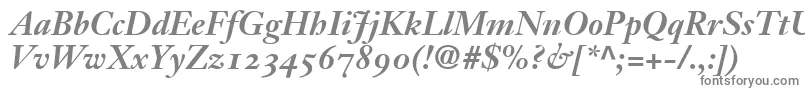 JansonOldstyleSsiBold-fontti – harmaat kirjasimet valkoisella taustalla